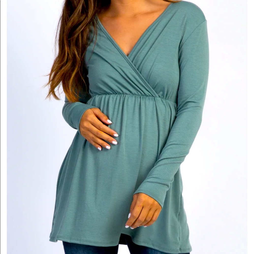 Pink Blush maternity long sleeve top Large EUC